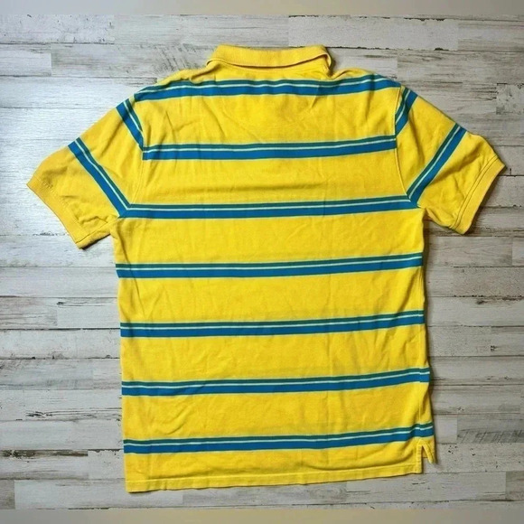Saddlebred Perfect Polo - Men's  Large  Yellow Blue Stripes Shirt - Picture 7 of 7